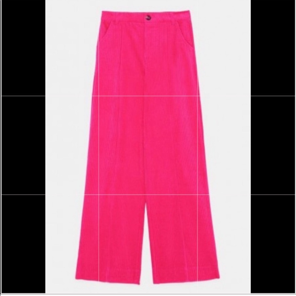 Zara L Fuchsia Corduroy High Rise Pant NWT - Picture 10 of 15